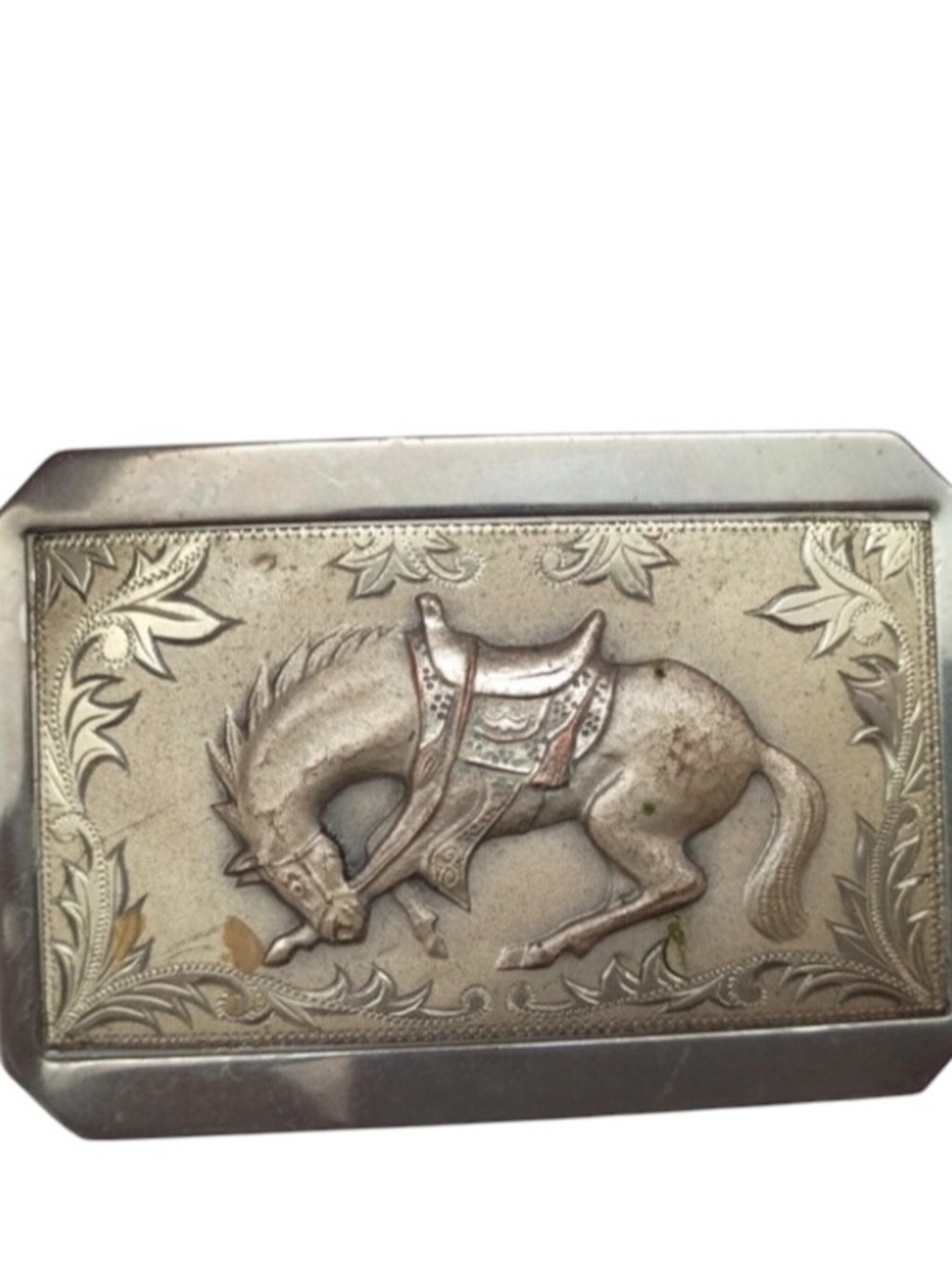 Vintage 70s Western Bucking Bronco Horse Belt Buckle Silver Tone cowgirl boho
